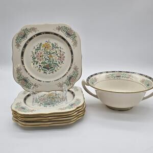 Lenox Mystic Square 7-Salad Plates  And Large Berry Bowl Made In USA 1966's